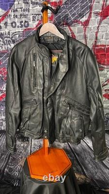 Harley-Davidson Leather Motorcycle Jacket Men's 46 Black Cafe Racer Made in Kore