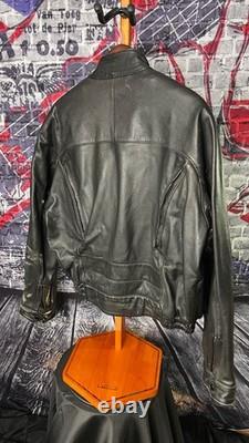 Harley-Davidson Leather Motorcycle Jacket Men's 46 Black Cafe Racer Made in Kore