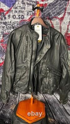 Harley-Davidson Leather Motorcycle Jacket Men's 46 Black Cafe Racer Made in Kore