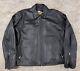 Harley Davidson Leather Motorcycle Jacket Men's XL Black Zip Embroidered Heavy
