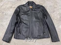 Harley Davidson Leather Motorcycle Jacket Men's XL Black Zip Embroidered Heavy