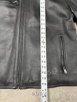 Harley Davidson Leather Motorcycle Jacket Men's XL Black Zip Embroidered Heavy