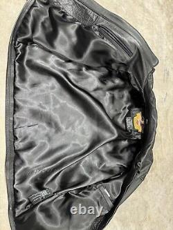 Harley Davidson Leather Motorcycle Jacket Men's XL Black Zip Embroidered Heavy