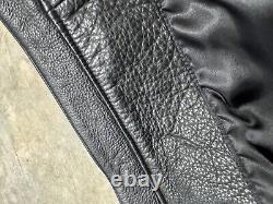 Harley Davidson Leather Motorcycle Jacket Men's XL Black Zip Embroidered Heavy