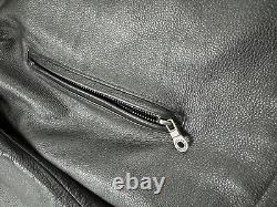 Harley Davidson Leather Motorcycle Jacket Men's XL Black Zip Embroidered Heavy