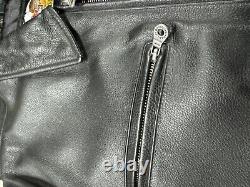 Harley Davidson Leather Motorcycle Jacket Men's XL Black Zip Embroidered Heavy