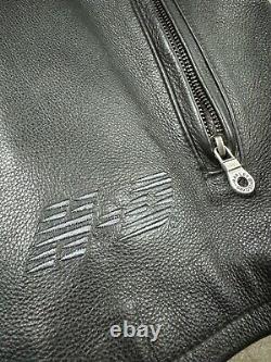 Harley Davidson Leather Motorcycle Jacket Men's XL Black Zip Embroidered Heavy