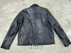 Harley Davidson Leather Motorcycle Jacket Men's XL Black Zip Embroidered Heavy