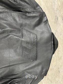 Harley Davidson Leather Motorcycle Jacket Men's XL Black Zip Embroidered Heavy