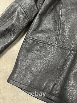 Harley Davidson Leather Motorcycle Jacket Men's XL Black Zip Embroidered Heavy