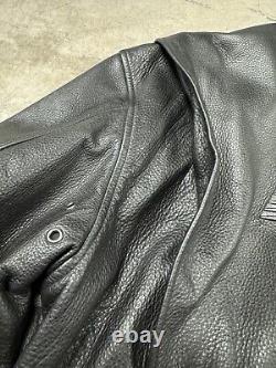 Harley Davidson Leather Motorcycle Jacket Men's XL Black Zip Embroidered Heavy