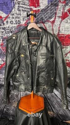 Harley-Davidson Leather Motorcycle Jacket Men's XL Made USA Black Embossed