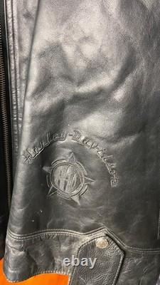 Harley-Davidson Leather Motorcycle Jacket Men's XL Made USA Black Embossed