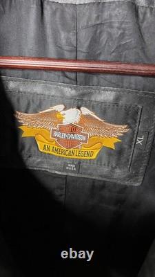 Harley-Davidson Leather Motorcycle Jacket Men's XL Made USA Black Embossed