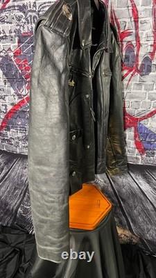 Harley-Davidson Leather Motorcycle Jacket Men's XL Made USA Black Embossed