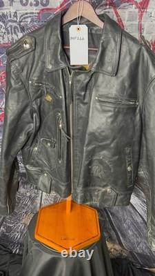 Harley-Davidson Leather Motorcycle Jacket Men's XL Made USA Black Embossed