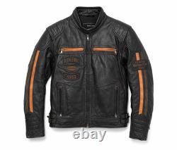 Harley-Davidson Leather Motorcycle Jacket Mens L Black Riding Gear 1903 Genuine