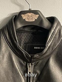 Harley-Davidson Leather Motorcycle Jacket Mens L Black Riding Gear 1903 Genuine