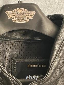 Harley-Davidson Leather Motorcycle Jacket Mens L Black Riding Gear 1903 Genuine