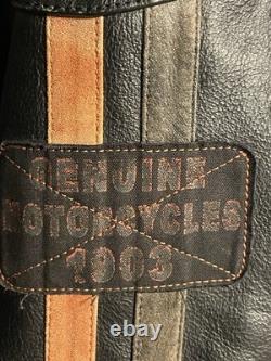 Harley-Davidson Leather Motorcycle Jacket Mens L Black Riding Gear 1903 Genuine