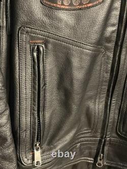 Harley-Davidson Leather Motorcycle Jacket Mens L Black Riding Gear 1903 Genuine