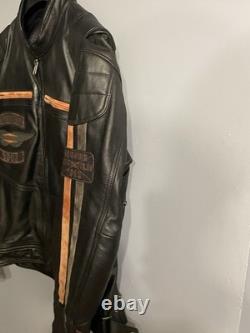 Harley-Davidson Leather Motorcycle Jacket Mens L Black Riding Gear 1903 Genuine