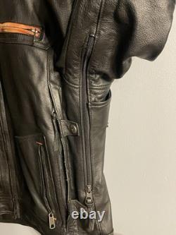 Harley-Davidson Leather Motorcycle Jacket Mens L Black Riding Gear 1903 Genuine