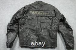 Harley-Davidson Leather Motorcycle Jacket Mens Large Black Quilted 98110-05VM