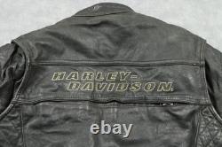 Harley-Davidson Leather Motorcycle Jacket Mens Large Black Quilted 98110-05VM
