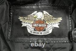 Harley-Davidson Leather Motorcycle Jacket Mens Large Black Quilted 98110-05VM