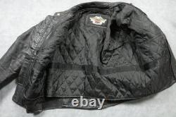 Harley-Davidson Leather Motorcycle Jacket Mens Large Black Quilted 98110-05VM