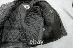 Harley-Davidson Leather Motorcycle Jacket Mens Large Black Quilted 98110-05VM