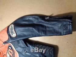 Harley Davidson Leather Racing Motorcycle Jacket Speed Orange XL 98144-03VM
