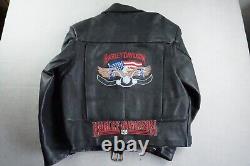 Harley Davidson Leather Size 46 Motorcycle Jacket Vintage 1970's Embroidered