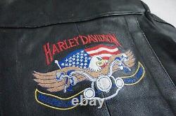Harley Davidson Leather Size 46 Motorcycle Jacket Vintage 1970's Embroidered