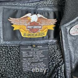 Harley Davidson Leather Two Tone Zip Up Bomber Jacket Vintage Small