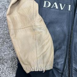 Harley Davidson Leather Two Tone Zip Up Bomber Jacket Vintage Small