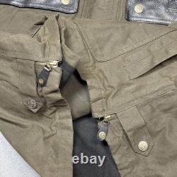 Harley Davidson Leather Yoke Canvas Motorcycle Jacket Mens L Grunge Biker