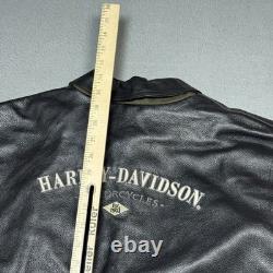 Harley Davidson Leather Yoke Canvas Motorcycle Jacket Mens L Grunge Biker