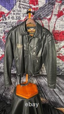 Harley-Davidson Legendary Leather Motorcycle Jacket Mens M Black Belted