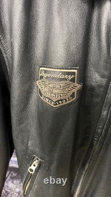 Harley-Davidson Legendary Leather Motorcycle Jacket Mens M Black Belted