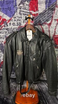 Harley-Davidson Legendary Leather Motorcycle Jacket Mens M Black Belted