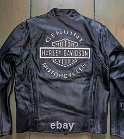 Harley Davidson MD Mens ROAD WARRIOR Reflective Leather Motorcycle Riding Jacket
