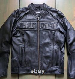 Harley Davidson MD Mens ROAD WARRIOR Reflective Leather Motorcycle Riding Jacket