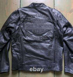 Harley Davidson MD Mens ROAD WARRIOR Reflective Leather Motorcycle Riding Jacket