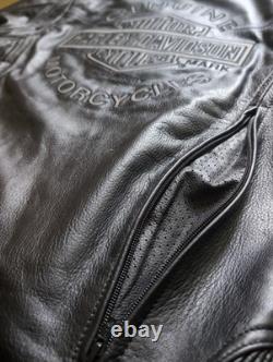 Harley Davidson MD Mens ROAD WARRIOR Reflective Leather Motorcycle Riding Jacket