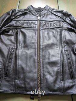Harley Davidson MD Mens ROAD WARRIOR Reflective Leather Motorcycle Riding Jacket
