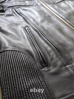 Harley Davidson MD Mens ROAD WARRIOR Reflective Leather Motorcycle Riding Jacket