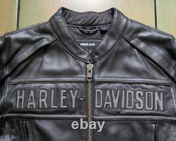 Harley Davidson MD Mens ROAD WARRIOR Reflective Leather Motorcycle Riding Jacket
