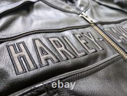 Harley Davidson MD Mens ROAD WARRIOR Reflective Leather Motorcycle Riding Jacket
